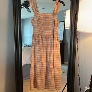 Loft peachy plaid summer dress
